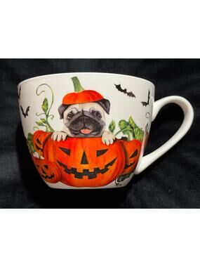 Portobello by Design PUMPKIN PUG Halloween Dog Mug